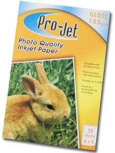 ProJet 185gsm Gloss 6x4 Paper 20 Sheets Brand ProJet ProJet Photo Paper 6 x 4 (10 x 15) single sided 20 sheets