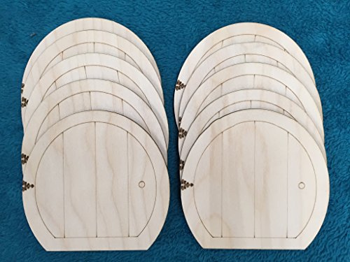 Laser Cut Wooden Fairy Elf Hobbit Doors Pack of 10 (Hobbit Door 11cm x 10.5cm)