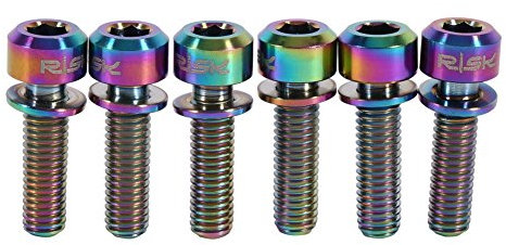 6 Stück Fahrrad Vorbau Schrauben, M5 x 18 mm Schrauben aus Titan mit Unterlegscheiben Schraubensatz fahrrad Zubehör(Bunt)