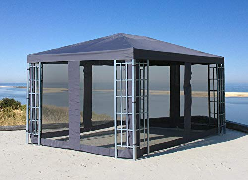 Quick-Star Rank - Set tendone da giardino, 3 x 4 m, in metallo, con 4 pannelli laterali con zanzariera, colore: Antracite