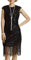 BABEYOND Damen Kleid voller Pailletten 20er Stil Runder Ausschnitt Inspiriert von Great Gatsby Kostüm Kleid (Schwarz, XXL (Fits 104-108 cm Waist))