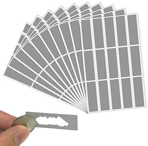 LYTIVAGEN 150 Stück Rubbel Etiketten Silber Rubbelaufkleber Rubbellos Aufkleber Scratch Off Sticker Label Rubbellose Selber Machen Rubbelkarten für Hochzeit Weihnachten Geburtstage, 49x16mm
