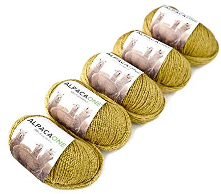 5-Pack Alpaka Wolle Senfgelb 100% Baby Alpaka 5x50g