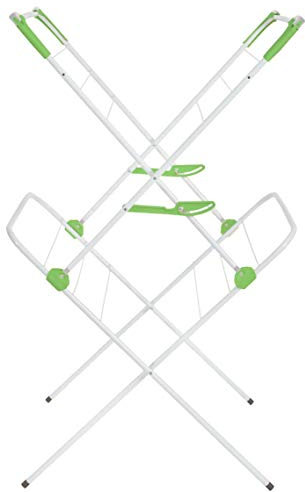 DanDiBo Wäscheständer Turm klappbar 2 Ebenen Standtrockner 93919 Wäschetrockner Wäscheturm Faltbar Schmal Metall ohne Rollen Platzsparend Zusammenklappbar