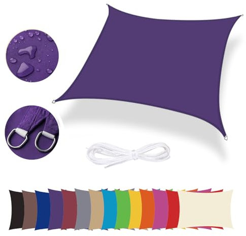 Lingle888 Sonnensegel Sonnenschutz Sonnendach Wasserdicht 98% UV-Schutz Balkon Viereck Rechteck Quadrat Winddicht 8Tage Transport 420D 10Farbe 25Größe (5x5, Lila)