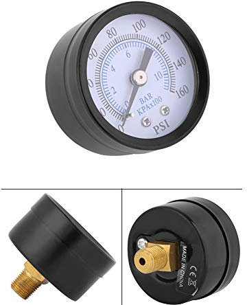 Manometer, 1/8 NTP Pressure Mini Manometer für Kraftstoff Luft Öl Wasser 0-160 psi / 0-10 bar 1/8 Zoll NPT Gewinde