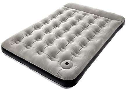 Hi-Gear Deluxe Double Air Bed with Built-in Foot Pump and Raised Pillow, for Adults, Teens & Kids, Durable, Portable, Blow Up, Inflatable Mattress, Camping, Festivals or Overnight Guests, Grey