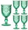 Wine Glass Set of 4 Turquoise Embossed 300ml Drink Goblets Alfresco Dining Glassware