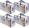 VENO 4 Pack Heavy-Duty Oversize Large Storage Bag Organizer with Zips and Tag Pocket for Moving, Clothes Storage, Laundry Bag, Packing, House Solutions, Sustainable, Water-Resistant (Clear, 4 Pack)
