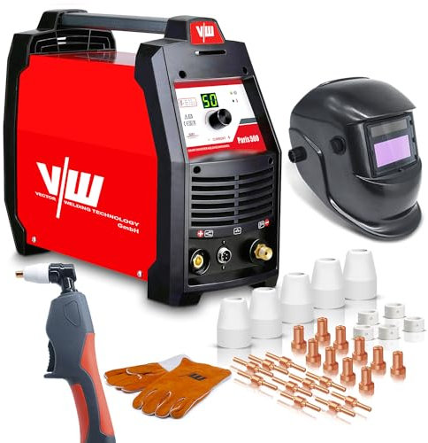 Taglierina al plasma - Saldatrice al plasma - Taglio con corrente 50 ampere e spessore di taglio 13mm | 230V - Include torcia al plasma e set di ugelli al plasma - Paris 500 di Vector Welding