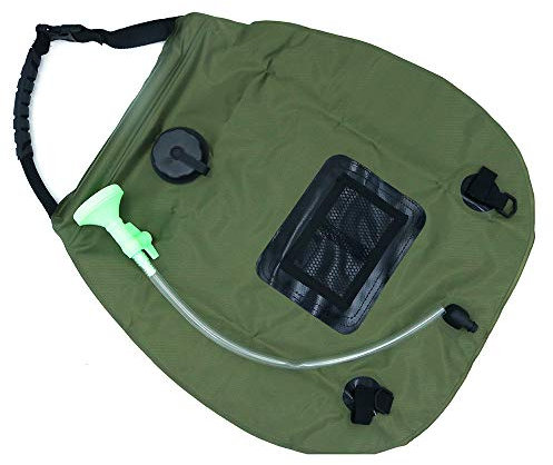 Namvo 20L Duschtasche, Solarenergie beheizter Wassersack Tragbarer Camping Solarbeheizter Duschkopf Outdoor-Badetasche Austauschbare Dusche Wanderwasserspeicher mit Thermometer