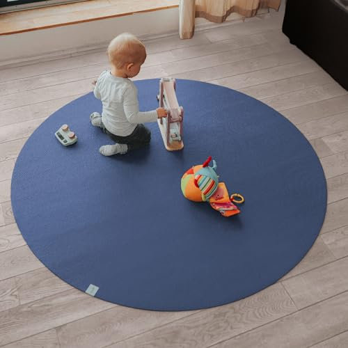 Sanosoft Runde Krabbelmatte Made in Germany - Öko-Tex 100 Schwarz 120cm