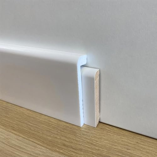 Battiscopa Coprimarmo copribattiscopa in Duropolimero Polistrutturato 100x25 effetto legno o bianco bianco liscio