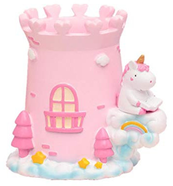 WINBST Porte-stylo, Résine Lapin Carotte/Licorne Château Crayon Organisateur Pinceaux Ciseaux Rangement Décoration de Bureau, Rose, Violet