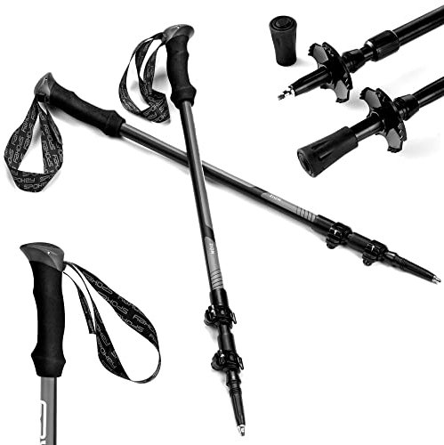 SPOKEY Zion Wanderstöcke aus Aluminium 6061, Teleskopsystem mit Außenklemme, Länge 105-135 cm mit 3 Segmenten, Griffe aus Eva-Schaum mit Handschlaufe, Trekkingspitze mit Schoner und Teller