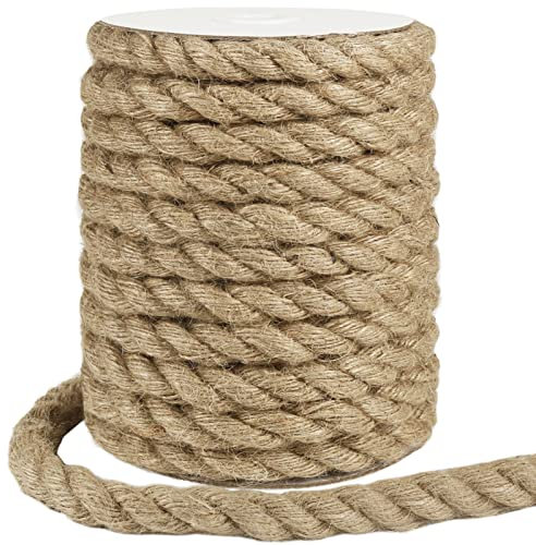 tenn well Cuerda de yute de 14 mm de grosor, cuerda fuerte natural de 10 m para rascar gatos, decoración, muelles, paisajismo y valla de jardinería (marrón)