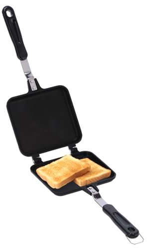 Doppelseitige Bratpfanne Quadratisch Antihaft Frühstücks Bratpfanne Sandwich Brot Toast Backen Pfannkuchen Pfanne Wendepfanne Breakfast Sandwich Maker mit Hitzebeständigem Griff