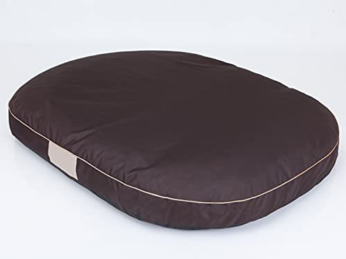 PillowPrim Hundekissen Hundebett Hundematratze Kissen Hundeschlaufplatz Bett Hundekorb Hundesofa ovale Matratze Kleine Hunde M - 70 x 50 cm Dunkelbraun