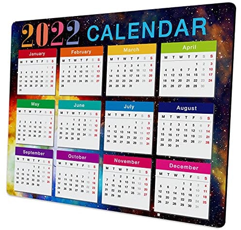 2022 Kalender Mauspad Kalender 2022 Mousepads Cute Mousepads für Computer Büro Laptop PC Wireless Maus Männer Schreibtischzubehör mit rutschfestem Gummi-Design Tastaturmatte 24,1 x 20,1 x 0,3 cm