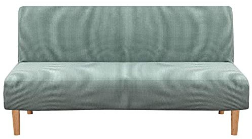 GEBIN Armless Futon Cover, Stretch Sofa Bed Cover Protector, Non Slip Spandex Sofa Bed Without Armrest Cover, Jacquard Fabric Futon Slipcover with Elastic Bands. (Weise)