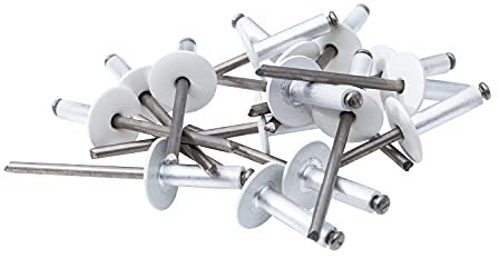Hochwertige Fassadennieten Ø 5mm x 14, 16, 18mm, Blindnieten, Dichtnieten, Zugnieten in verschiedenen Farben und Längen MADE IN GERMANY (200, Ø 5mm x 14mm, Weiß (RAL 9010))