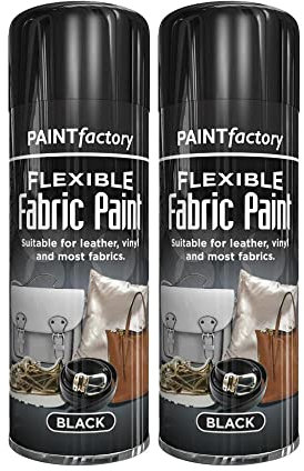 Classic Signature - 2 x Flexible Fabric Black 200ml Spray Paint Leather Vinyl Textile Clothes Fast Drying