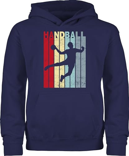 Shirtracer Kinder Hoodie Jungen Mädchen - Sport Kleidung - Handballer Handballspieler Geschenk Sprungwurf Handball - 140 (9/11 Jahre) - Navy Blau - 25. Geburtstag reitpullover Kapuzenpulli Pullover