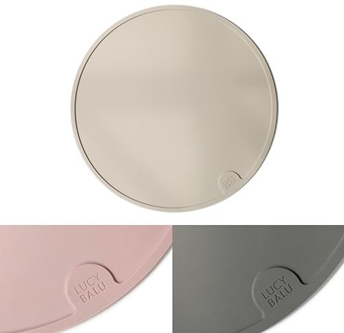 LucyBalu® Napfunterlage für Katzen | Katzenmatte für Wasser- & Futternapf | Silikonmatte als rutschfeste Unterlage für Katzennapf | Futtermatte Katze | Futterunterlage für Katzen | Rund | Taupe