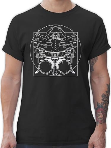 T-Shirt Herren - Musik Instrument Zubehör - Schlagzeuger Drummer Geschenk Schlagzeug - L - Schwarz - Musiker Tshirt Instrumente Schlagzeug. Shirts männer musikinstrumente Shirt für tishrt