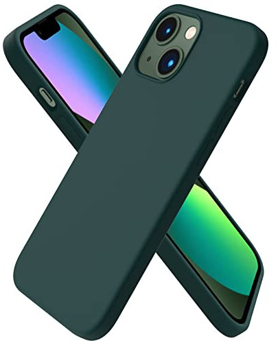 ORNARTO Compatible with iPhone 13 Mini Case 5.4, Slim Liquid Silicone 3 Layers Full Covered Soft Gel Rubber Case Cover 5.4 inch-Olive Green