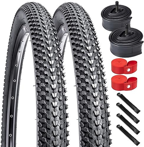 YunSCM 2PCS Faltbare 27.5 Zoll Fahrradreifen 27.5x2.10 ETRTO 54-584 und 27.5 Zoll Schlauch AV32mm Ventil kompatibel Mountainbike MTB 27.5x2.0 27.5x2.10 27.5x2.125 Reifen und Schlauch