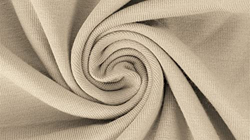 Jersey Baumwolljersey YARA Uni Meterware, 220g/m², Öko-Tex Standard 100, ab 0,5 m, Stoffe, 330g/lfm (Beige-552)