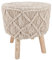 GURU SHOP Makramee Hocker, Natürlicher Boho Hocker - Modell 2, Beige, 50x45x45 cm, Sitzmöbel