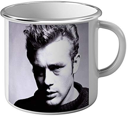 Tasse, emailliert, Metall, Star berühmt, James Dean Schauspieler, altes Kino, Original 7