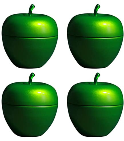 Cabilock 4 Stück Apfelglas Geformt Japanische Teedose Metalldosen Mit Deckel Tee Blechdose Container Teebehälter Aus Weißblech Mini Kanister Deko Leere Blechdose Küche Creme Reisen Siegel