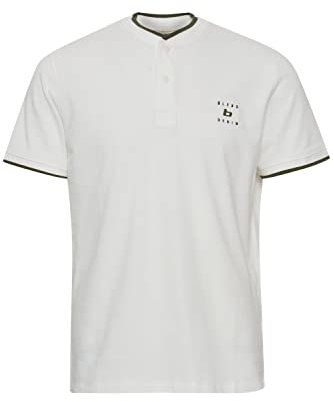 Blend 20715179 Polo Herren Poloshirt Polohemd Stehkragen mit Knopfleiste Hochwertiger Baumwoll-Pique Regular Fit, Größe:2XL, Farbe:Snow White (110602)