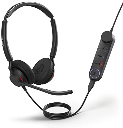 Jabra Engage 50 II Wired Stereo Headset with Link Call Control - Noise-Cancelling 3-Mic Technology and USB-C Cable, Ultra-Lightweight - MS Teams Certified, Works with All Other Platforms - Black
