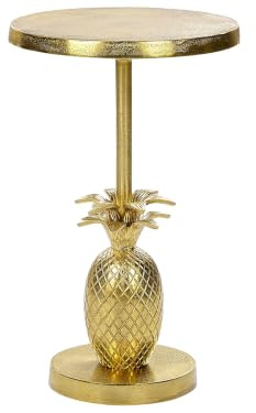 Beliani Beistelltisch Metall Gold mit Ananas-Design rund ø 29 cm Glamourös Pannouvre
