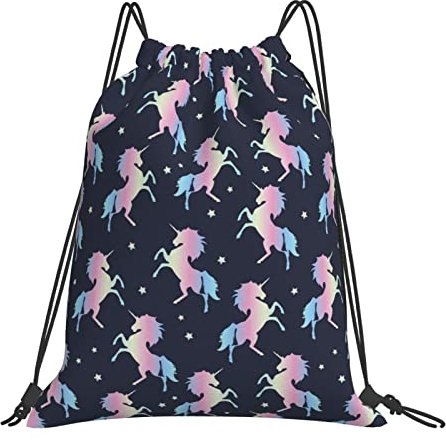 934 Licornes Sac À Dos À Cordon Multicolore Pochette À Cordon Moderne Sac De Piscine Léger Sac De Sport Pour Swimming Gym Filles 36X42cm