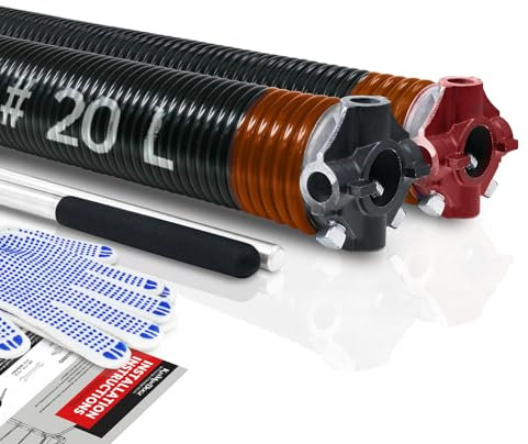 KaiMinDogz Torsionsfedern-Set für Garagentor, 5,1 cm, mit rutschfester Wickelstange und Handschuhen, hochpräzise Elektrophorese, schwarz beschichtet, für Ersatz und Installation, min. 16.000 Zyklen