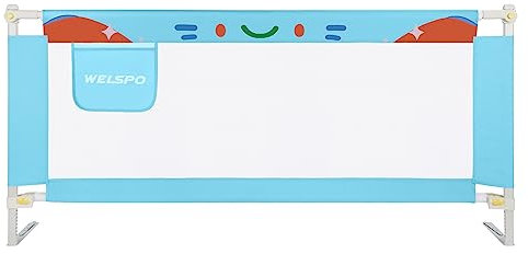 welspo 180 * 68cm Bettgitter Bettschutzgitter für Kinder Kinderbettgitter Klappbares Babybettgitter Bed Rail für Kleinkinder Blau