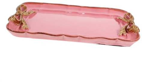 ORFOFE Plateau Décoratif en Résine Orange-Rose, Assiette à Fruits et Dessert avec Nœud, Support Multifonction pour Bijoux et Vaisselle, Décoration Maison, Utilisation Table Basse