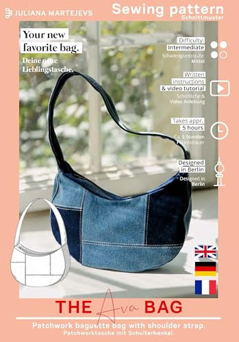 Schnittmuster Tasche Patchwork (ONE SIZE) Papierschnittmuster mit Nähanleitung zum Nähen einer Schultertasche