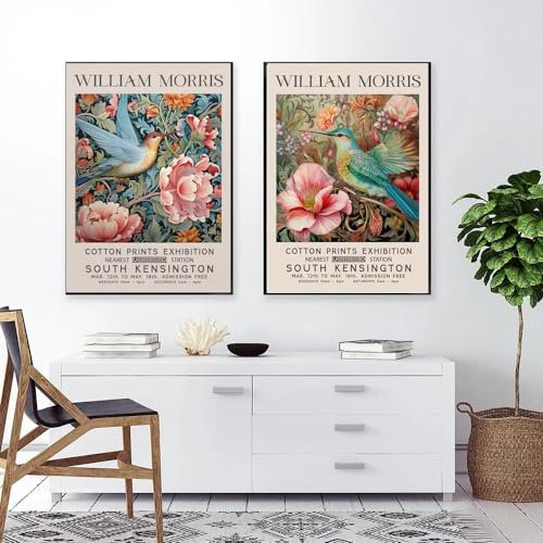 Waeta Rnvzx Bunte William Morris Poster Blume Blatt Vögel Leinwand Malerei Moderne Wandkunst William Morris Drucke für Home Decor Bilder 40x60cmx2 Kein Rahmen