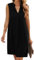 JOCAFIYE Frauen V-Ausschnitt Sommerkleider Damen Ärmellos T-Shirt Strandkleid Lässige Tank Kleid Black S