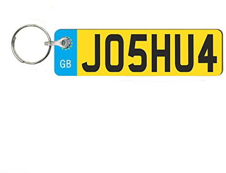 Pixie's Gifts Custom License Plate Keychain - Personalised Number Plate Keyring - Mini Number Plate Key Ring - Name Plate Keychain - Just Passed Milestones (Personalised)