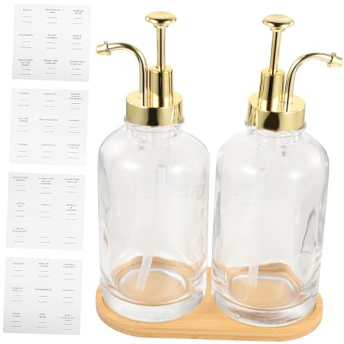 Healeved Distributeur De Sirop pour Café Bouteille De Sirop Transparente avec Pompe Accessoire De Bar à Café Organisateur De