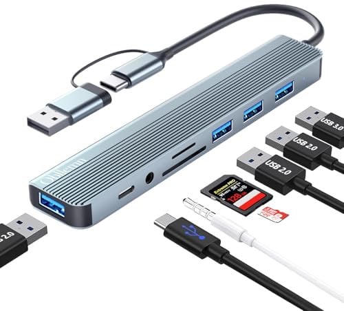 Hub USB C 3.0, Adattatore Multiporta Hub USB 3.0 8 in 1 con Porte Sd, TF, USB 3.0, USB 2.0, Porte Audio da 3,5 mm, Hub Usb C Per Macbook Air/Pro, Galaxy, Ipad, Windows ecc