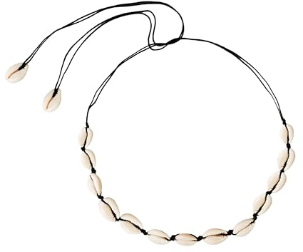 MINACHI Bohemian-Kaurimuschel-Halskette, schwarze Kordel, Boho-Sommer-Strandmuschel, Schmuck, Geschenk für Frauen