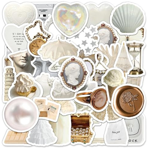 BETESSIN Aesthetic Sticker Set - 50 Stück Vinyl Stickers mit Vintage Motiven - Wasserfeste Aufkleber für Laptop, Telefon, Kindle, Wasserflasche, Fahrrad, Koffer, Scrapbook, Fotoalben usw.